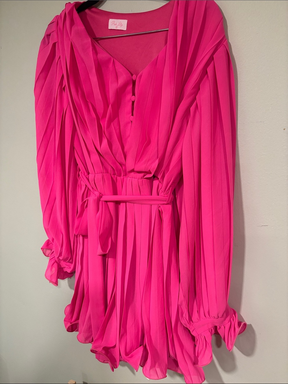 Pink Lily Vibrant Hot Pink Pleated Romper Playdress SKORT Super Cute 💖